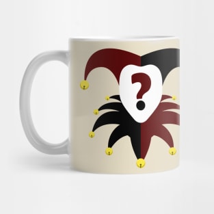 Jester hat and head with question mark Mug